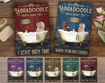 Personalized Labradoodle   Bath Soap Canvas,  Labradoodle   Bathtub Canvas, Labradoodle Bathroom Canvas, Fathers day gift, Dad gift