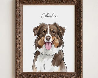 Custom Watercolor Dog Portrait, Dog Cat Portrait from Photo, Pet Loss Illustration, Pet Memorial Art