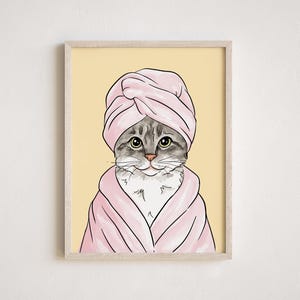 Custom Pet Portrait Bathroom, Watercolor Pet Bathroom Art, Dog Bathroom Print, Funny Cat or Dog in Bathtub image 11