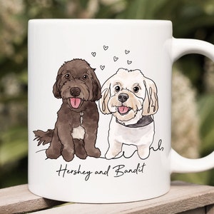 Personalized Dog Dad Mug, Custom Dog Mug, Dog Watercolor Line Art, Hand Drawn Dog Portrait, Dog Mom gift, gift for husband, gift for him