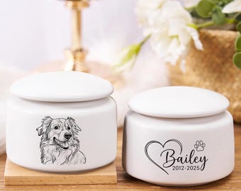 Personalized Pet Urn, Custom Pet Portrait Urn, Dog Cat Ashes Keepsake Holder, Memorial Gift for Pet Owner