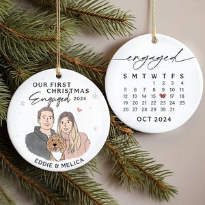 Custom Engagement Keepsake,  Engagement Gift, Engaged Christmas Ornament, Engagement Announcement, Personalized First Christmas Engaged
