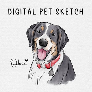 Aangepaste aquareltekening van foto, eenvoudige huisdierschets, digitale huisdieroverzicht, hond schilderij, hond aquarel zeer fijne tekeningen, ALLEEN DIGITAAL BESTAND