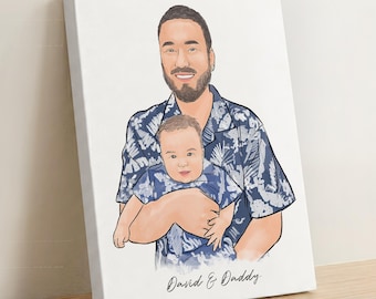 Custom Portrait, Personalized Hand-Drawn Watercolor Family Portrait with Dog, Couple & Pet Illustration, Anniversary Gift Wall Art
