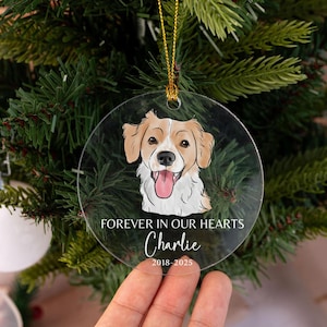 Custom Pet Ornament, Personalized Watercolor Dog/Cat Photo Ornament, Dog Christmas Ornament, Pet Memorial Gift image 2
