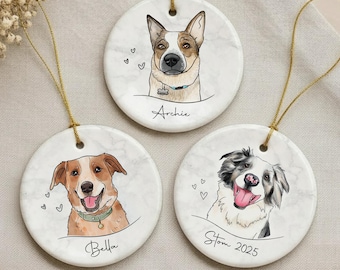 Adorno personalizado para mascotas, adorno con foto de perro o gato en acuarela, adorno navideño para perro, regalo conmemorativo para mascotas