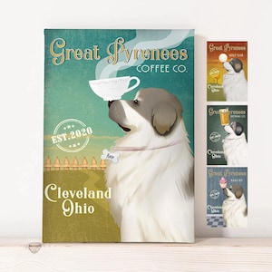 Great Pyrenees Canvas, Custom Great Pyrenees Portrait, Custom Pet Portrait , Persionalized Owner pet portrait, Gift For New Home, Home Decor