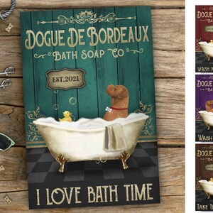 Lienzo de baño Dogo de Burdeos personalizado, lienzo de bañera ue de Burdeos, lienzo de baño ue de Burdeos