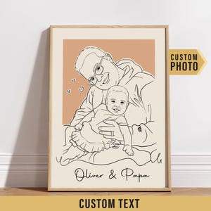 Personalized Fathers Day Gift for Dad, Dad Line Drawing, Custom Dad & Kid Line Art, Daddy Drawing From Photo, First Dad Outline