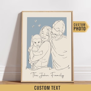 Custom Portrait From Photo, Custom Family Gift, Custom Couple Portrait, One Line Drawing, Personalized Wedding Anniversary Gift