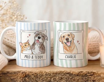 Custom Pet Mug, Personalized Pet Coffee Mug, Dog/Cat Watercolor Portrait Mug, Dog Memorial Coffee Mug