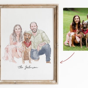 Family Portrait, Couple Portrait, Couple Painting, Watercolor Portrait, Gift For Him, Gift For Couples, Couple Illustration, Engagement Gift image 2