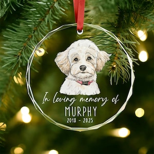 Custom Pet Ornament, Personalized Watercolor Dog/Cat Photo Ornament, Dog Christmas Ornament, Pet Memorial Gift image 5