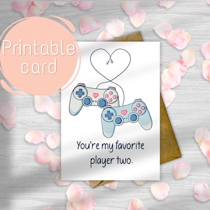Druckbare Karte, Geburtstagskarte, Valentinstag, Jubiläumskarte, Karte Spieler zwei, Karte Liebe, Liebeskarte, digitaler Download