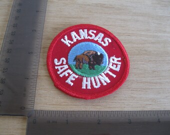 outdoors hunting iron on wildlife NU sew on conservation Kansas safe red buffalo vintage patch fishing camping nature embroidered