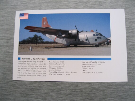 Fairchild C-123 Provider Plane Aviation Flight USAF 208x135mm - Etsy