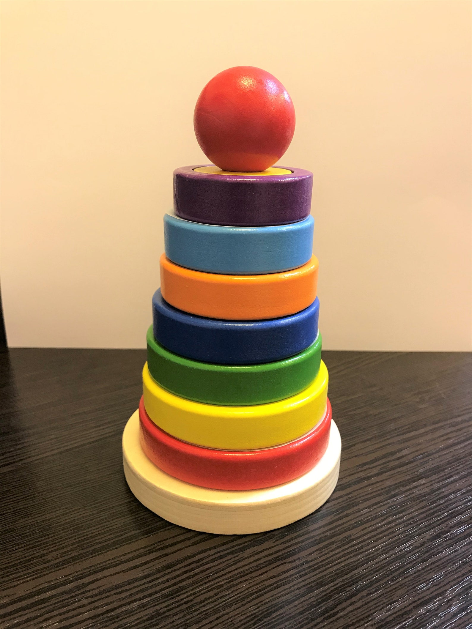 Wooden Pyramid Figures Stacking Toy Wooden Toy Colored Natural Etsy