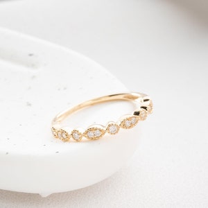 14K or 10K Gold Diamond Promise Ring, Real Gold and Natural Diamond  Band, Real Round Diamond Band Ring, Mom Gift
