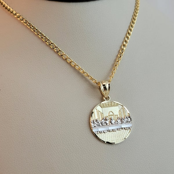 Last Supper Necklace, 10K Real Gold Last Supper Pendant, Religious Gifts,Gold Religious Jewelry.