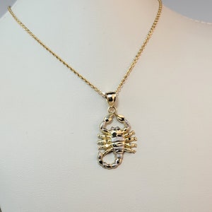 Scorpion 10K Gold Pendant, Scorpion Necklace, Gold Zodiac Signs Jewelry.