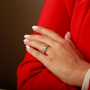Bague céleste en or 10 carats : bague de promesse soleil et lune bicolore