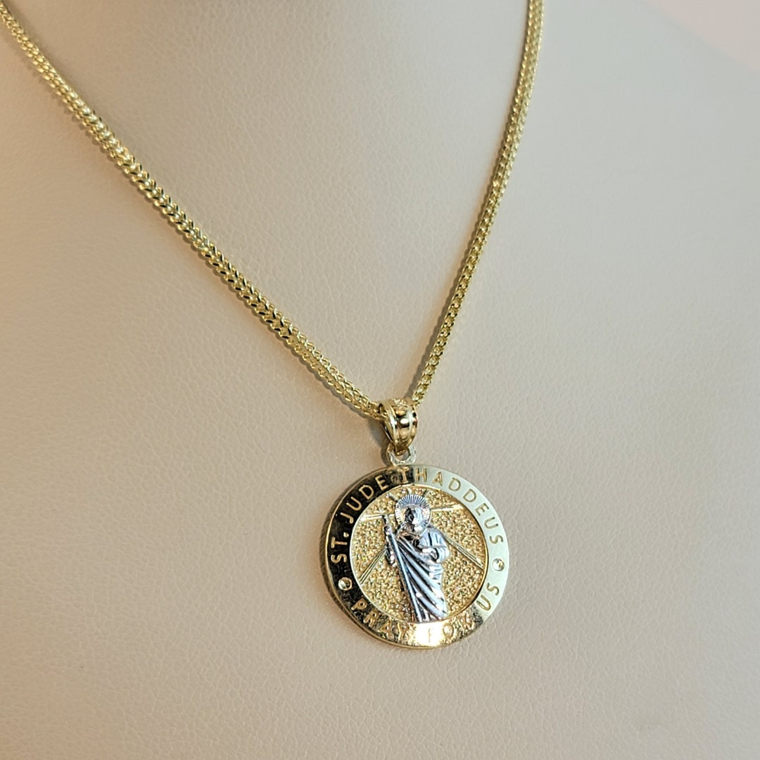 10K Gold Saint Jude Thaddeus Necklace: Religious Medallion Pendant - Etsy