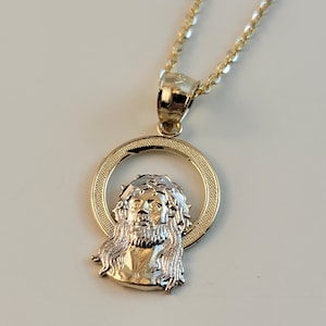 14K Gold Jesus Necklace, 14K Real Gold Jesus Pendant, Christian Gift, Mothers Day Gift