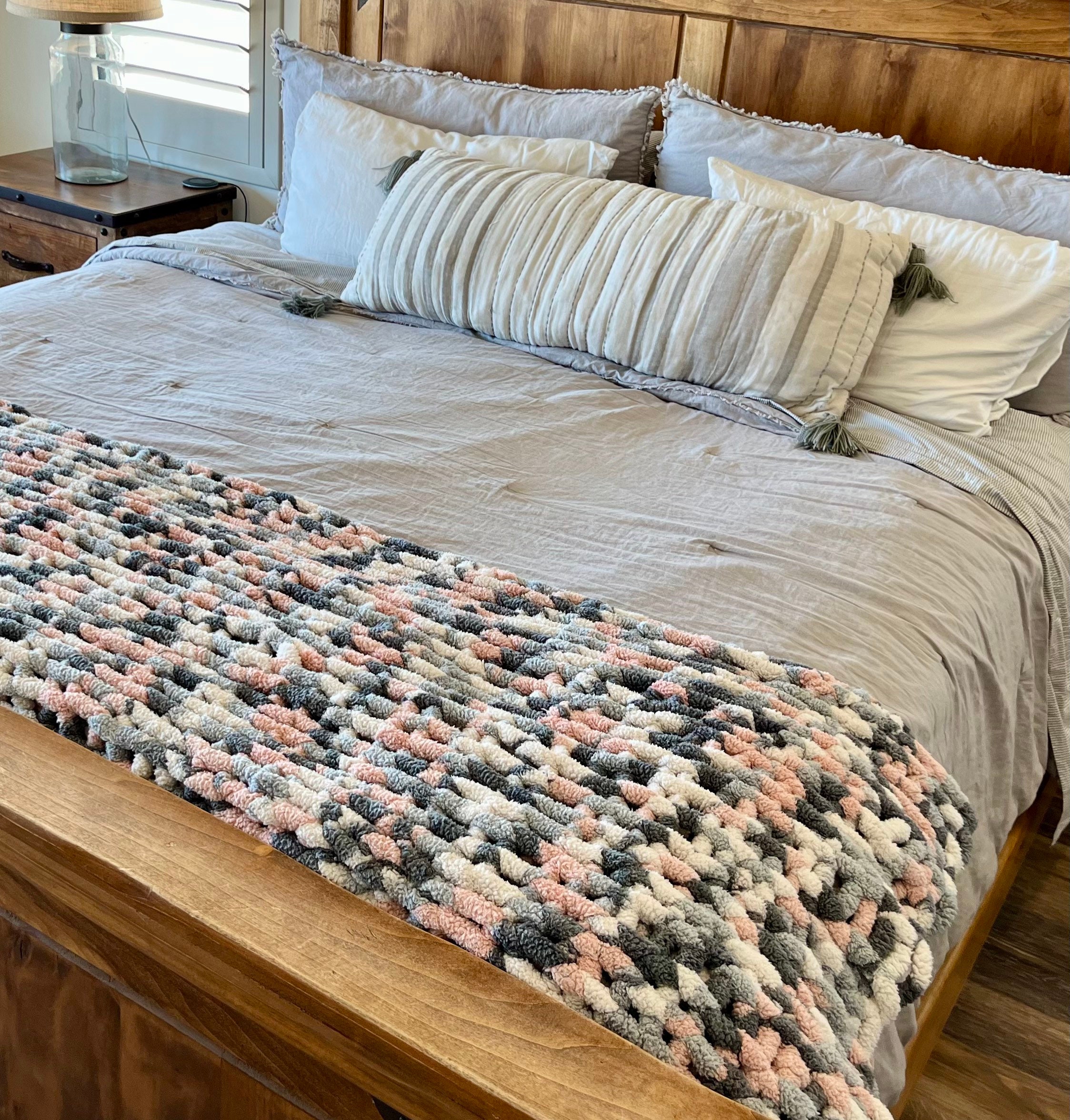 Chunky Knit Blanket variety of Sizes in a Variety of Colors Etsy