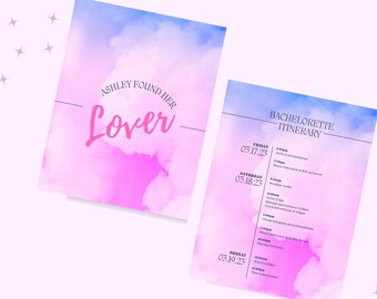 Lover Bachelorette Itinerary Template (Editable for free in Canva, Instant Download)