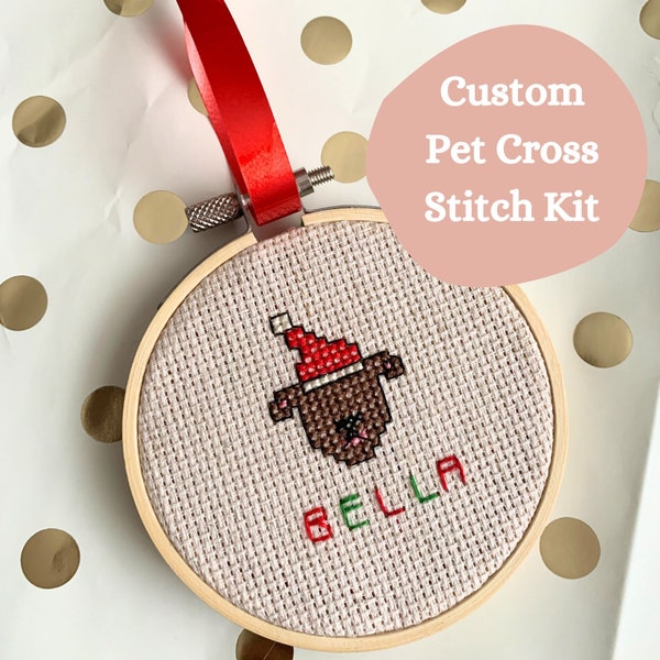 Cross Stitch Kit Custom Pet Ornament, Make Your Own Ornament customized to your pet!