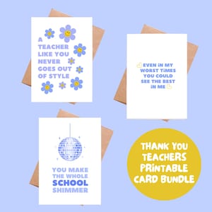 Lot de cartes de remerciement pour professeur Swiftie | Cartes de fin d'année imprimables inspirées de Taylor Swift | Appréciation de l'enseignant | Imprimez instantanément à la maison !