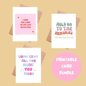 Paquete de tarjetas de Taylor Swift / Set de tarjetas imprimibles de graduación y despedida / Descarga digital