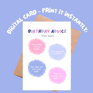 Carte d'anniversaire sur le thème de Taylor Swift | Le conseil de Taylor : imprimez-la vous-même !