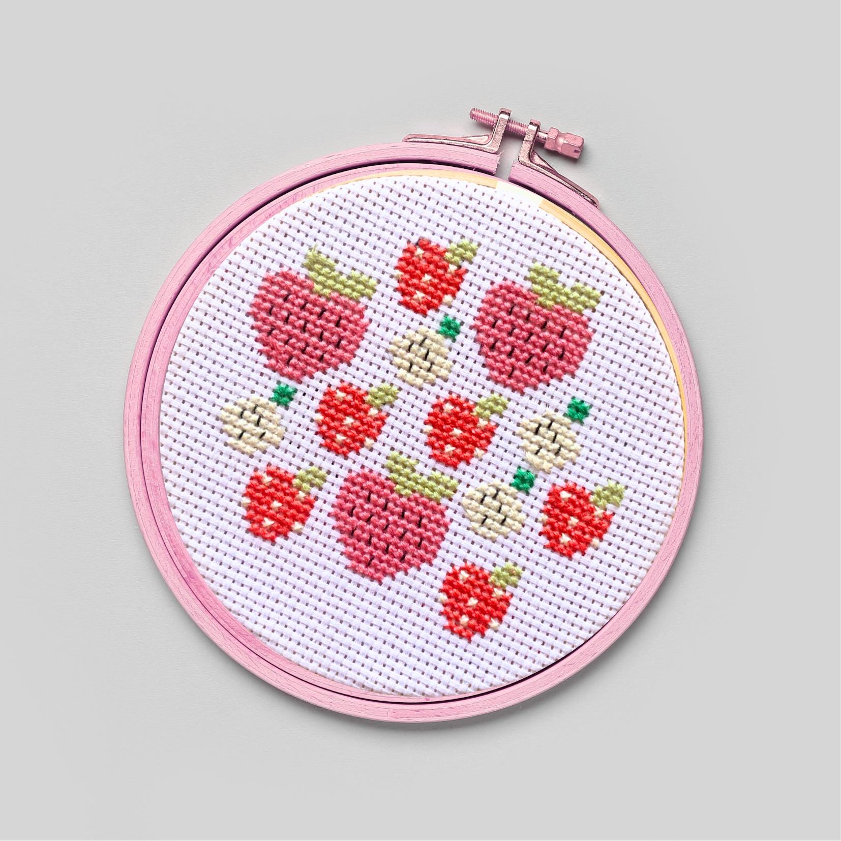 Strawberry Cross Stitch Pattern: Summer Beginner Design (PDF