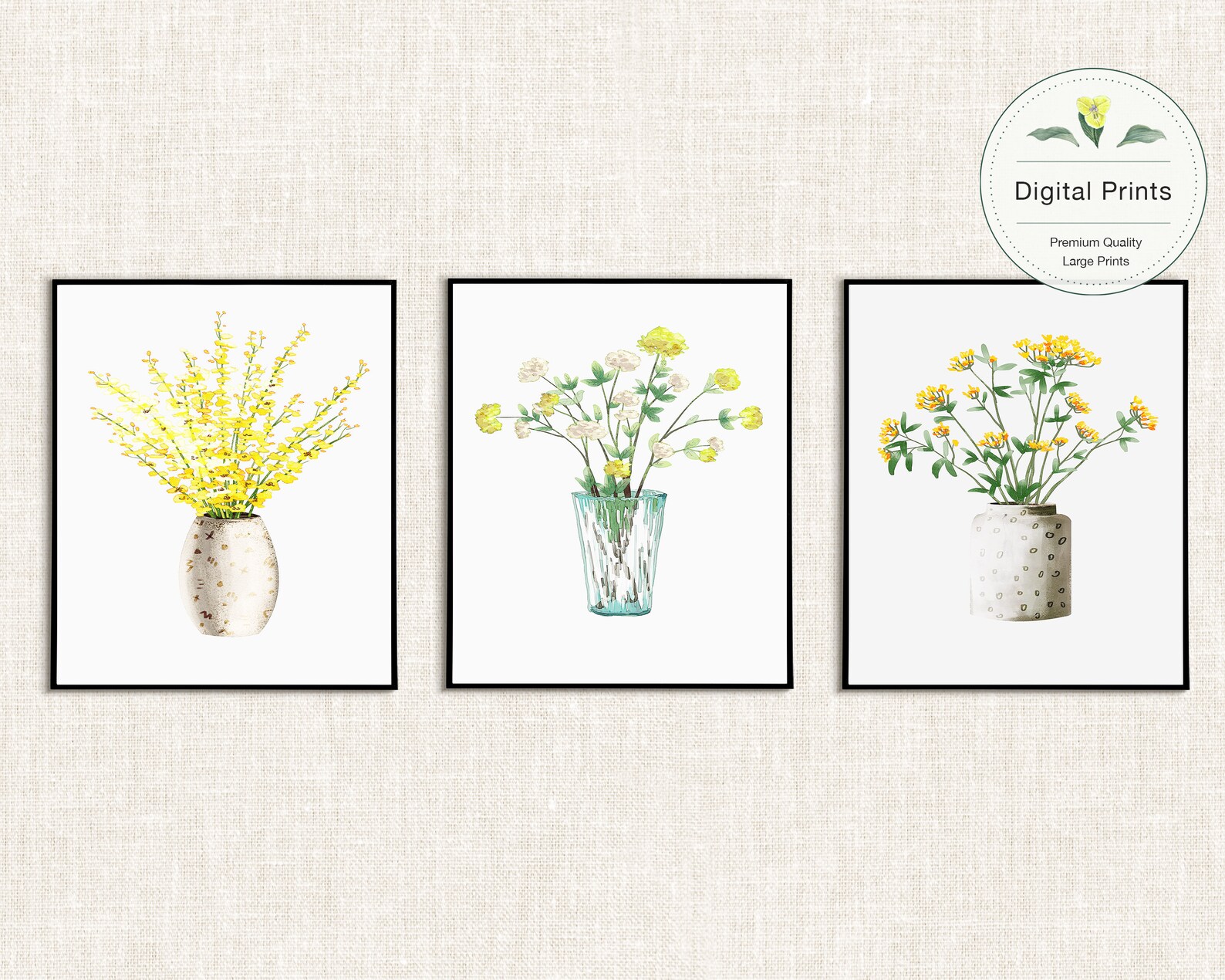 Set of 3 Yellow Flowers Prints Floral & Botanical Prints Etsy