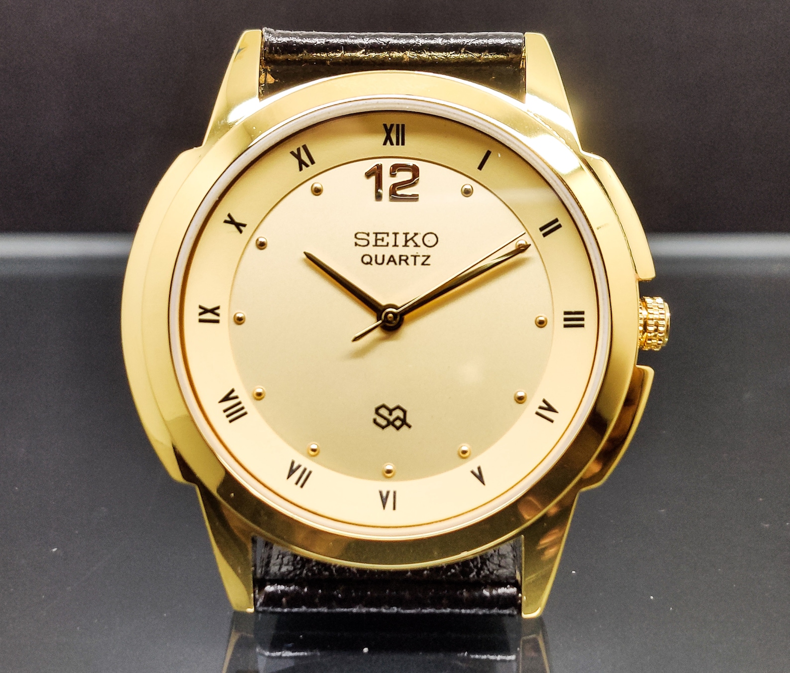Seiko quartz gold plated men's japan made wrist watch good Etsy