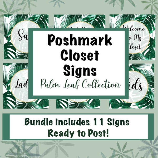 Palm Leaf Poshmark Closet Signs