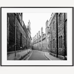 Trinity Lane Cambridge University Photography, Black and White Architecture Print, Cambridge Graduation Gift, Large Wall Art for Office