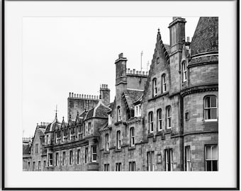 Edinburgh Print, Black and White Scotland Photography, Cockburn Street Cityscape, Architecture  Wall Decor, Large Wall Art for Office Airbnb