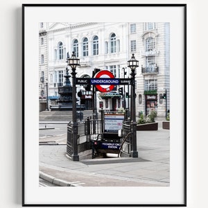 Cartaz de transporte de Londres, cartaz subterrâneo, placa de estação de metrô, cartaz de viagem pela Europa, arte de parede de escritório em Londres, estação de metrô Piccadilly Circus