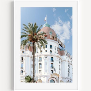Le Negresco Niza Francia, Cartel de la Riviera Francesa, Promenade des Anglais, Fotografía de Francia, Decoración de la pared de la Riviera Francesa, Cartel de viajes de Europa