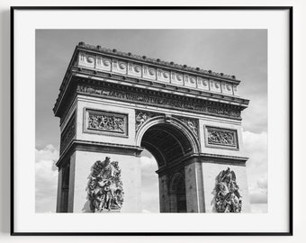 Arc de Triomphe, Black and White Paris Architecture Print, Travel Photography, French Decor, Paris Gift, Wall Art for Office of Living Room