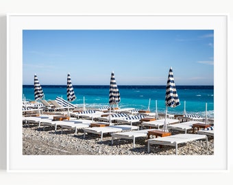 Beach Umbrella Print, French Riviera Beach Print, Nice France Aerial Beach Print Umbrella, Cote D'Azur Beach Photography, Coastal Wall Decor