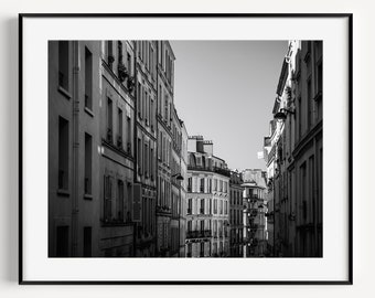 Black and White Paris Architecture Print, Montmartre, Europe Streets, France Poster, French Decor, European Travel Poster, Gallery Wall Art