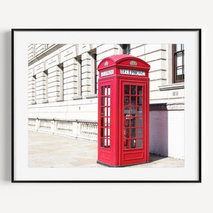 Red Phone Booth Print, English Telephone Box Poster, London Photography, British Wall Decor, Large Wall Art for Office or Airbnb Living Room