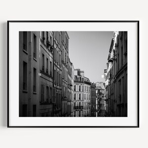 Black and White Paris Architecture Print, Montmartre, Europe Streets, France Poster, French Decor, European Travel Poster, Gallery Wall Art image 1