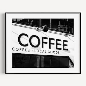 Coffee Print, Cafe Art, Black and White Seattle Photography, Coffee Lover Gift, Minimalist Wall Decor, Modern Kitchen Wall Art, Home Decor