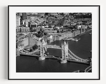 London Photography Print, Tower Bridge Print, Travel Poster Print, Black and White Photography Print, Thames River, Home Decor, Wall Decor