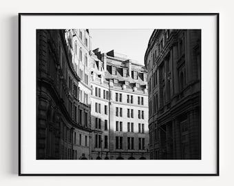 London Architecture Print, Trafalgar Square, Minimal Black and White Architecture Wall Art, London Photography Print, Office Wall Decor