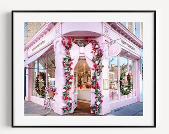 Peggy Porschen London, Travel Poster, Girly Wall Art, Pink Wall Decor, London Photography, Pastel Pink Decor, Colorful Wall Art, Pink Cafe
